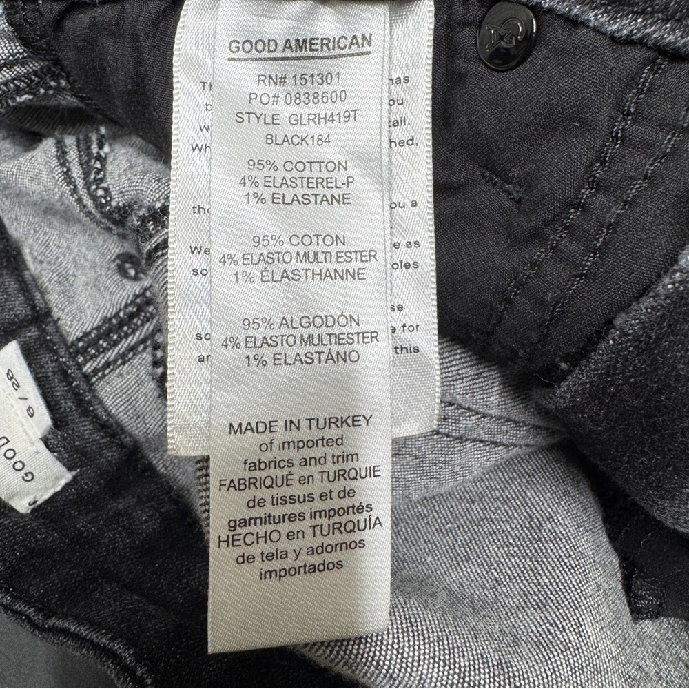 {Good American} "Good Legs Skinny Raw Hem" Black Stretch Denim Jeans - Picture 5 of 6